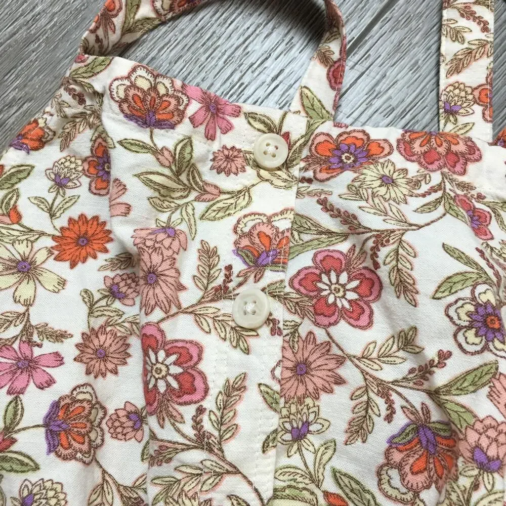 Old Navy Girls Romper Cream Floral Decorative Shoulder Tie Cami Romper Size 8 M